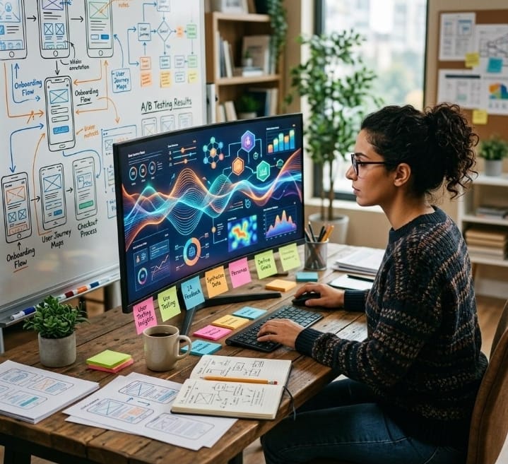 Content creator developing a digital marketing story